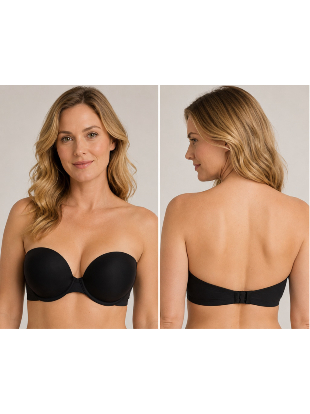 Felina 'Hint of Skin 6202' Underwire Strapless Bra Black Size 38D